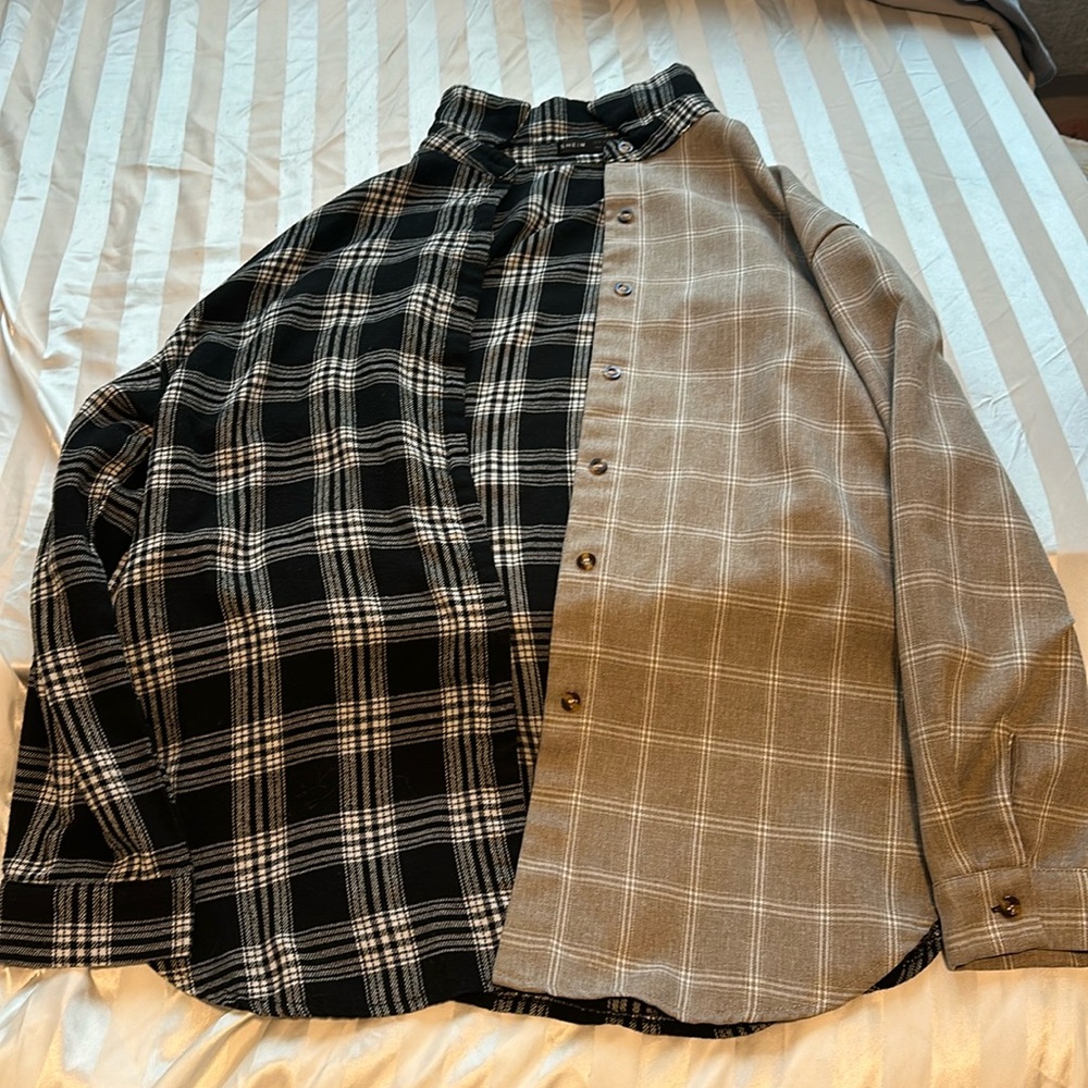 Half Black, Half Tan button up